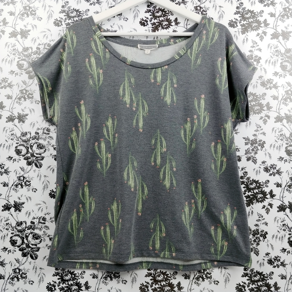 Pleione cactus print sweatshirt tunic top M